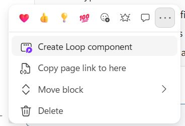 Screenshot of three-dot menu to access "Create Loop component"